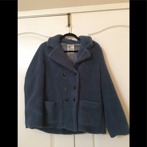 OTTO D’AME BLUE FAUX LAMB PEA JACKET